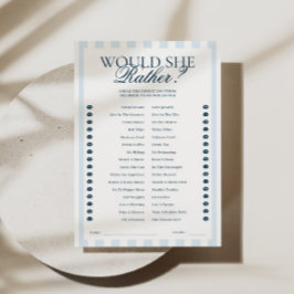 Downloadable Blue Striped Would She Rather Card Inbjudningar