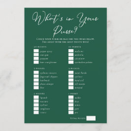 Downloadable Green Purse Bridal Shower Game Kort