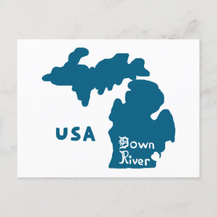 Downriver Michigan Blå Vykort