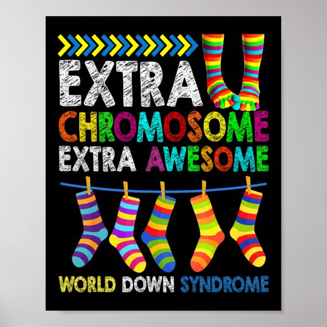 Downs syndrom medvetenhet Extra kromosom Extra för Poster (Framsidan)
