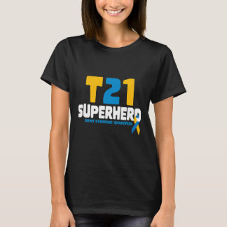 Downs syndrom medvetenhet T21 Superhjälte Downs sy T Shirt