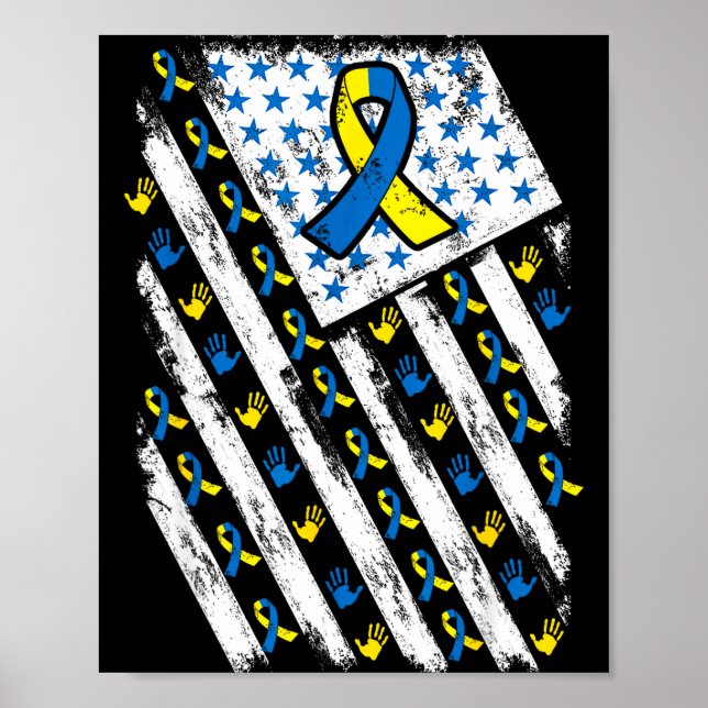 Downs syndrom medvetenhet Usa Amerikansk flagga mä Poster (Framsidan)
