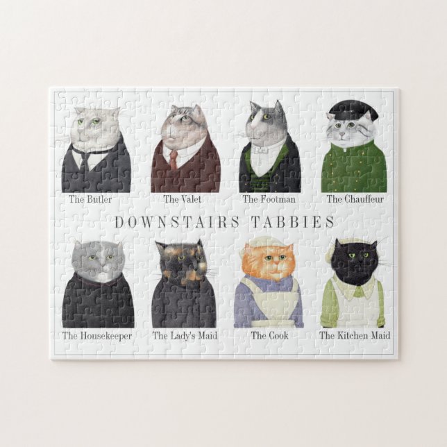 DOWNSTAIRS TABBIES 11x14 Puzzle Pussel (Horisontell)