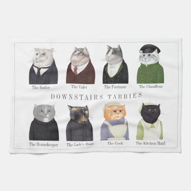 DOWNSTAIRS TABBIES Kitchen Dish Towel Kökshandduk (Horisontell)