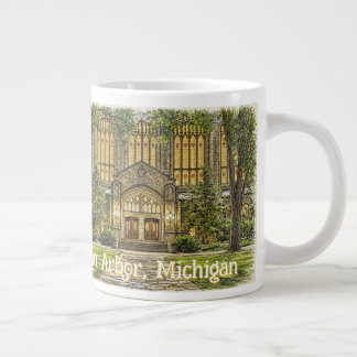 Downtown Ann Arbor, Michigan Handritad Stil Jumbo Mugg