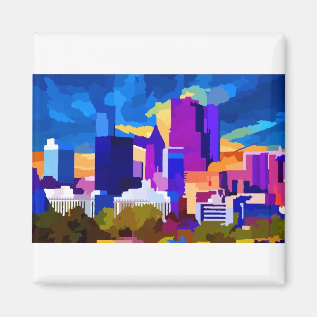 Downtown Atlanta Georgia Skyline vid Sunset Magnet (Framsidan)