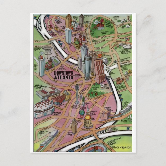 Downtown Atlanta Georgia Vykort (Framsida)