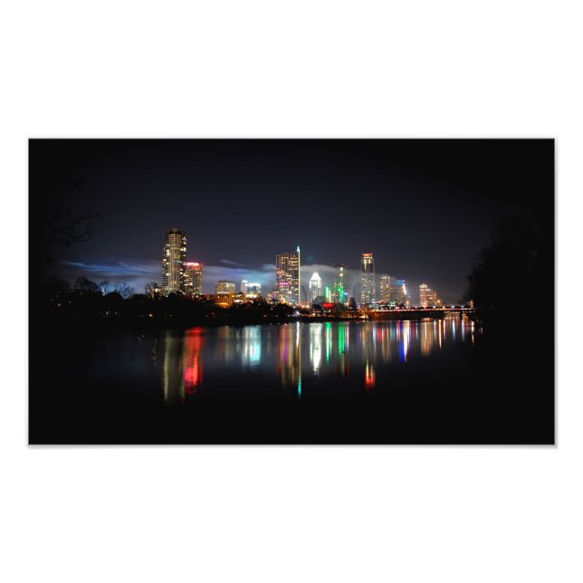 Downtown Austin Texas Night Skyline 2 Fototryck (Framsidan)