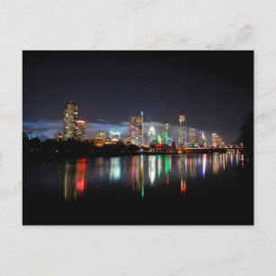 Downtown Austin Texas Night Skyline 2 Vykort