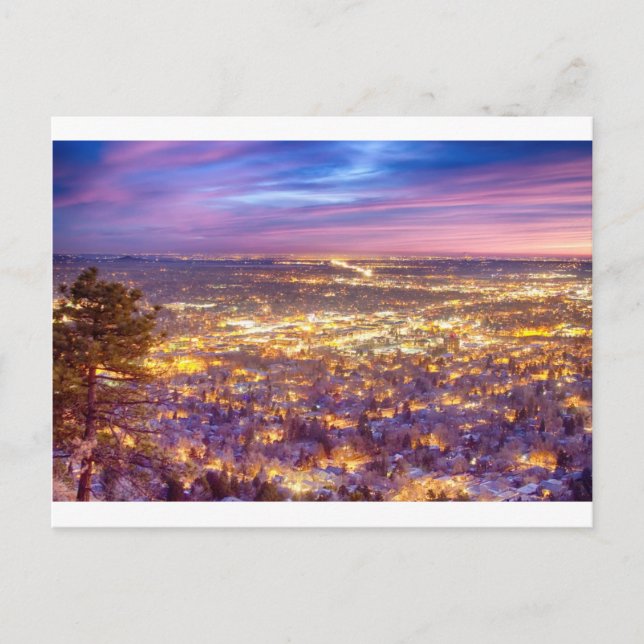 Downtown Boulder Colorado City Ljus Sunrise Vykort (Framsida)