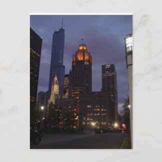 Downtown Chicago, IL i Night Vykort