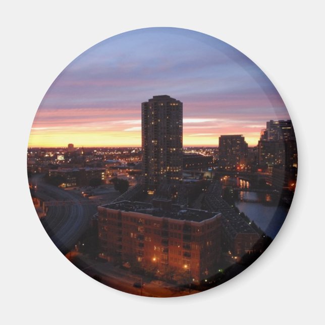 Downtown Chicago Sunset Magnet (Framsidan)