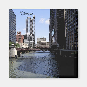 Downtown Chicago vid floden Magnet