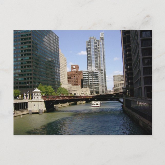 Downtown Chicago vid floden Vykort (Framsida)