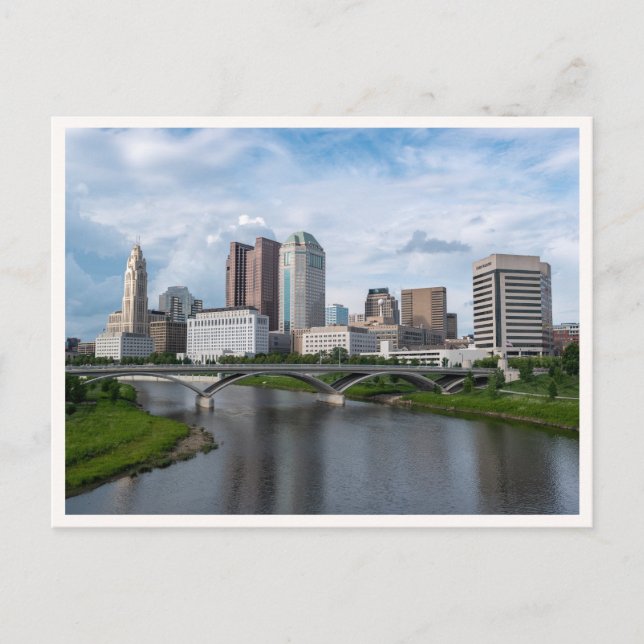 Downtown Columbus View from Main St Bridge Vykort (Framsida)