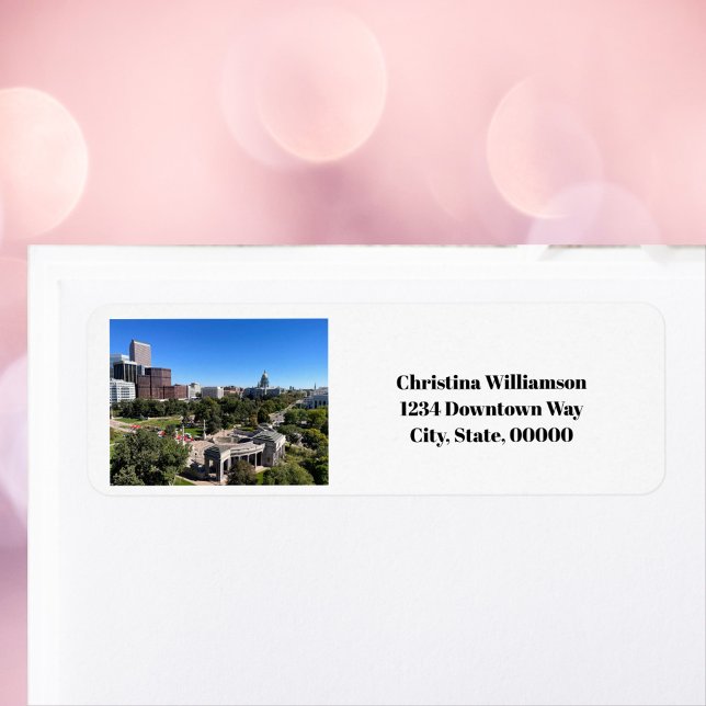 Downtown Denver Personalize Return Address Returadress Etikett (A return address label featuring Denver!  The text can be changed to fit your needs!)