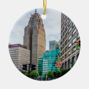Downtown Detroit Julgransprydnad Keramik