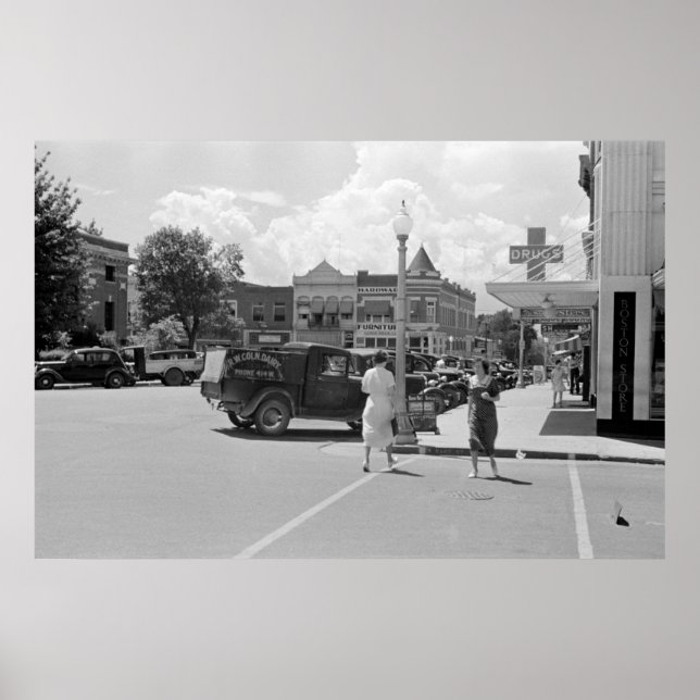 Downtown Fayetteville, Arkansas, 1930-talet Poster (Framsidan)