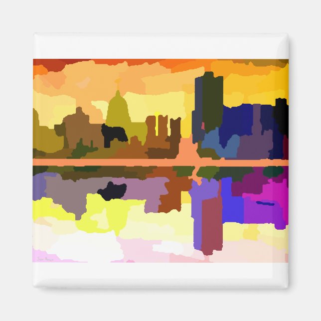 Downtown Harrisburg Pennsylvania vid Sunset Magnet (Framsidan)