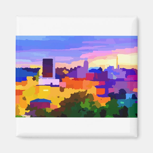 Downtown Lynchburg Virginia Skyline Magnet (Framsidan)