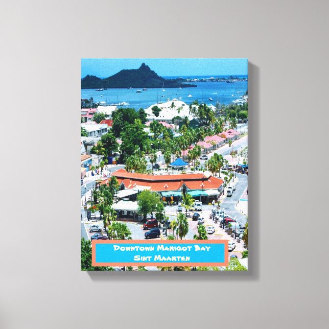 Downtown Marigot Bay, Sint Maarten Canvastryck (Framsida)