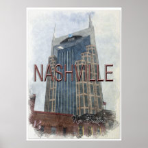 Downtown Nashville Vintage affisch