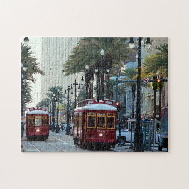Downtown New Orleans Louisiana Trolley Pussel (Horisontell)