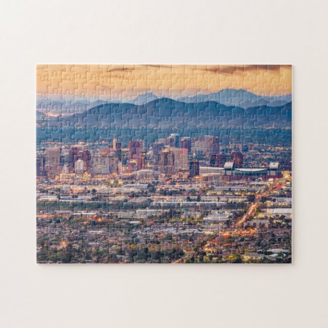 Downtown Phoenix Skyline Aesthetic Sunset Bilder Pussel (Horisontell)