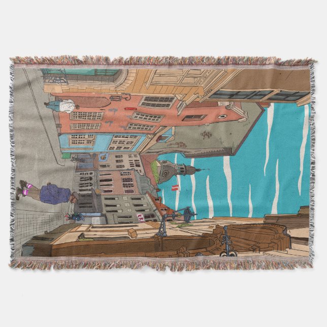 Downtown Riga Lettland Cityscape Illustration Filt (Framsidan)