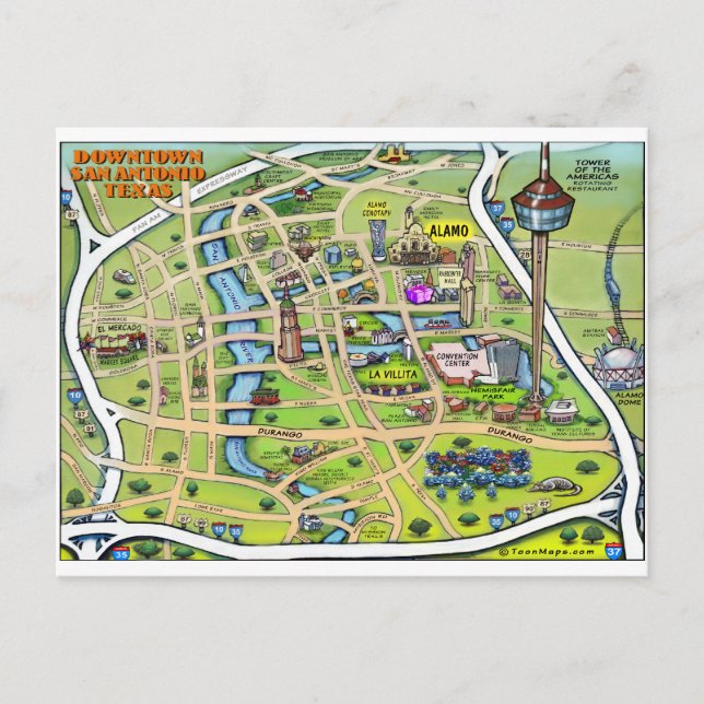 Downtown San Antonio Texas Vykort (Framsida)