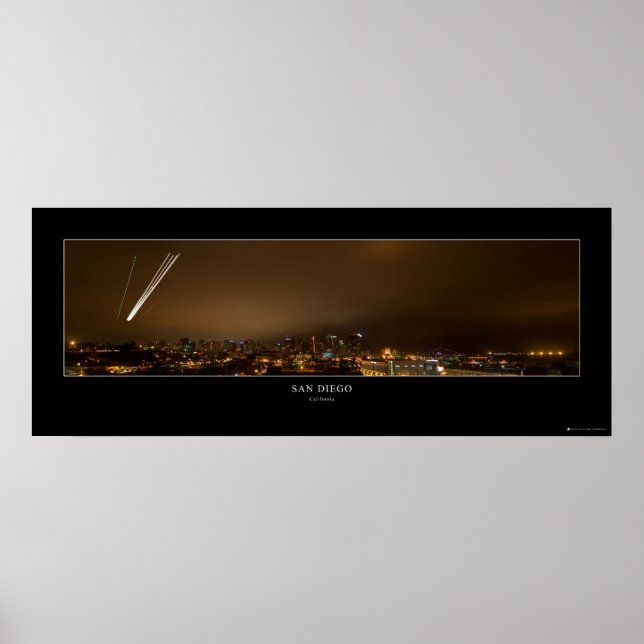 Downtown San Diego Night Panorama Poster (Framsidan)
