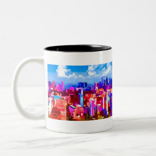 Downtown Singapore Skyline av Jon Baran Två-Tonad Mugg