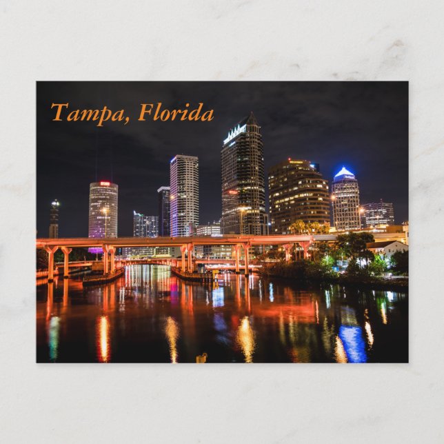 Downtown Tampa, Florida by Night Vykort (Framsida)