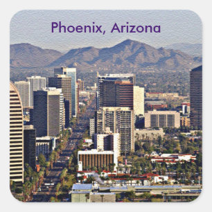 Downtown View of Phoenix, Arizona Fyrkantigt Klistermärke