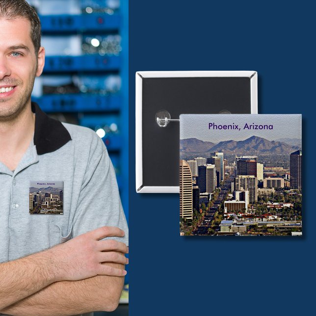 Downtown View of Phoenix, Arizona Knapp (Downtown View of Phoenix, Arizona Button)