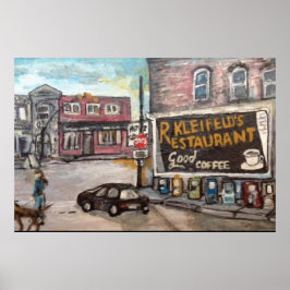 "Downtown Willoughby Hund Walk"-målning Poster