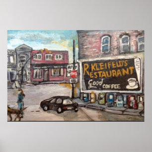 "Downtown Willoughby Hund Walk"-målning Poster