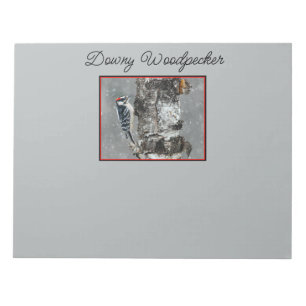 Downy Woodpecker i Snö - Originalfotografi Anteckningsblock