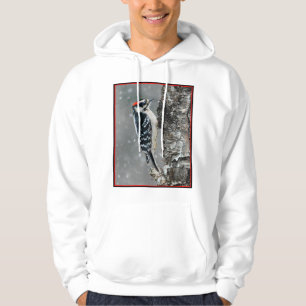 Downy Woodpecker i Snö - Originalfotografi Hoodie