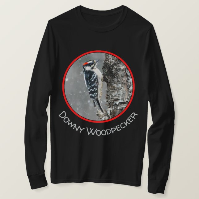 Downy Woodpecker i Snö - Originalfotografi T Shirt (Design framsida)