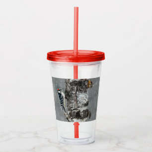 Downy Woodpecker i Snö - Originalfotografi Take Away Mugg