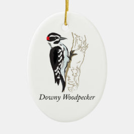 Downy Woodpecker Illustration Julgransprydnad Keramik