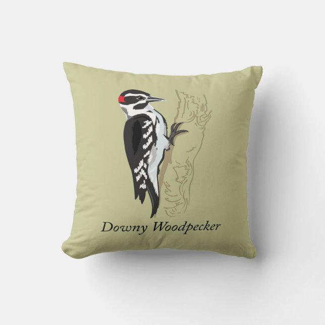 Downy Woodpecker Illustration Kudde (Framsida)