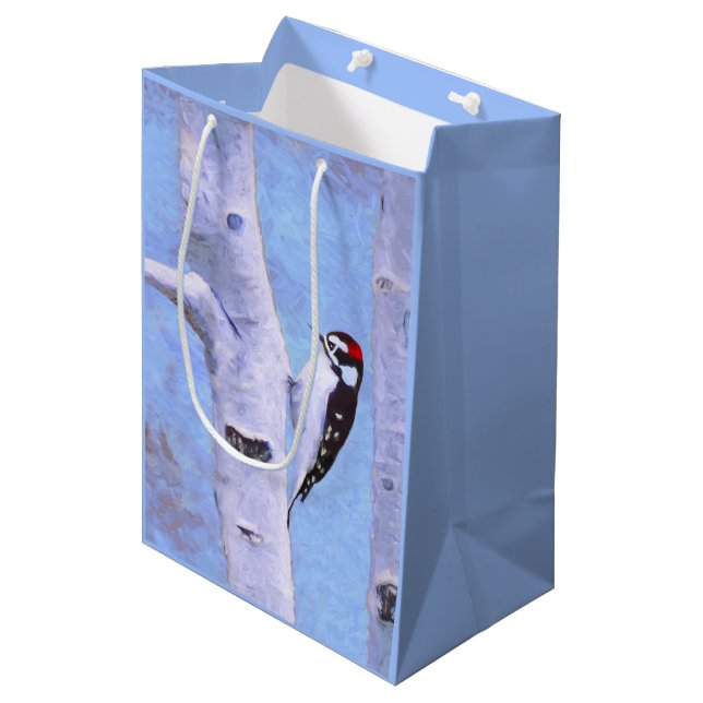 Downy Woodpecker Painting - Original Bird Art (Framsidan Vinklad)