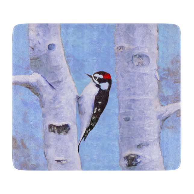 Downy Woodpecker Painting - Original Bird Art (Framsidan)