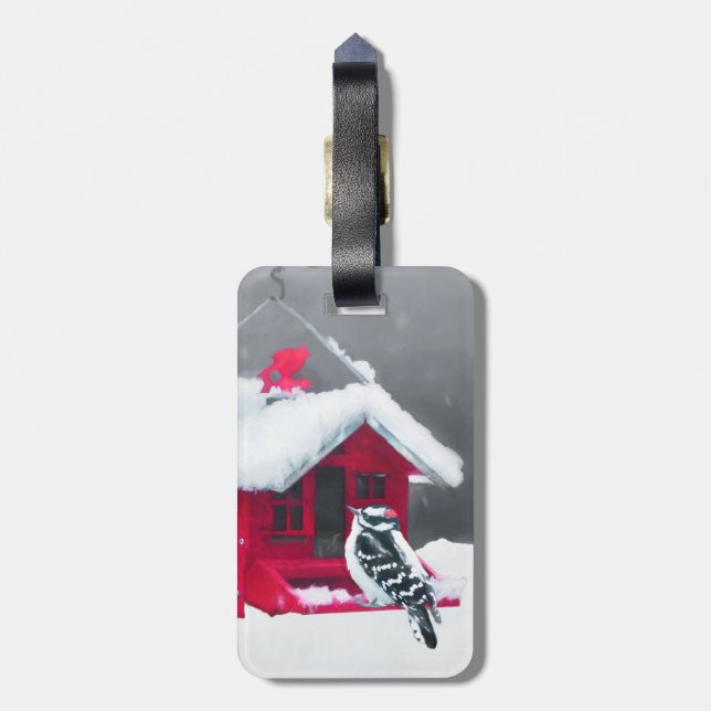 Downy Woodpecker Painting - Original Bird Art Bagagebricka (Baksidan Lodrät)