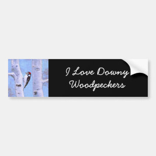 Downy Woodpecker Painting - Original Bird Art Bildekal