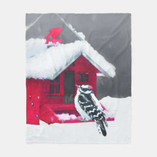 Downy Woodpecker Painting - Original Bird Art Fleecefilt