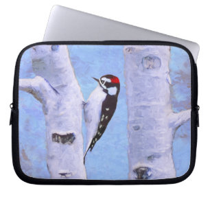 Downy Woodpecker Painting - Original Bird Art Laptop Fodral