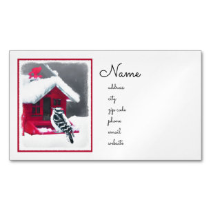 Downy Woodpecker Painting - Original Bird Art Magnetiska Visitkort